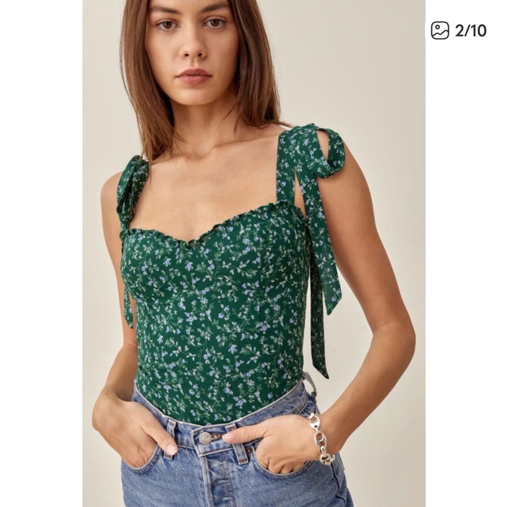 Reformation Blanka Sleeveless Top in Rosemarie Green size 4